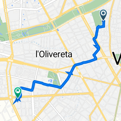 De Carrer del Túria 41, València a Carrer de les Tres Forques 131A, València
