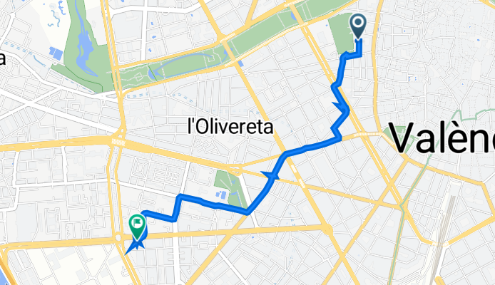 De Carrer del Túria 41, València a Carrer de les Tres Forques 131A, València