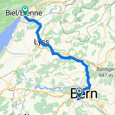 Monbijoustrasse 70, Bern nach Silbergasse 32, Biel