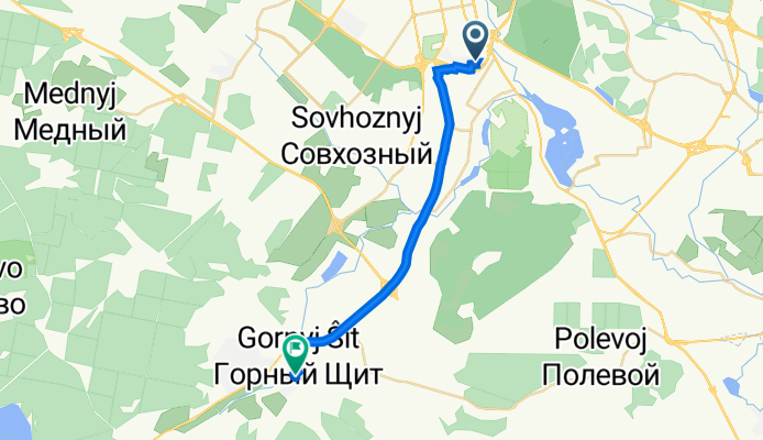 От улица Крестинского 49 корпус 2, Екатеринбург до Колхозная улица 1а, Горный Щит
