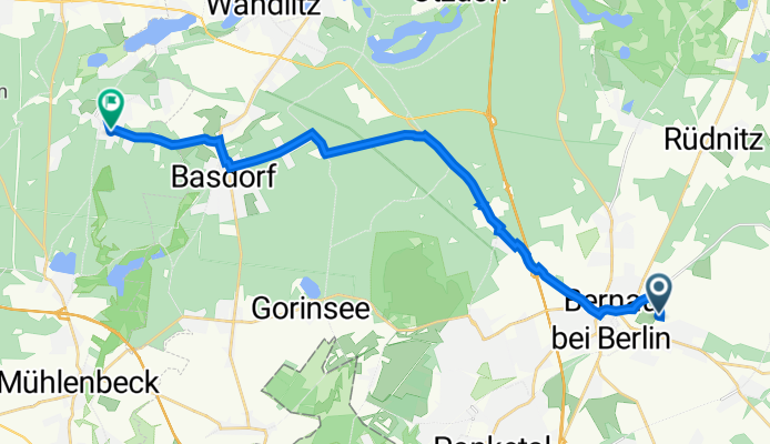 Am Panke-Park 41, Bernau bei Berlin nach Damsmühler Weg 30, Mühlenbecker Land