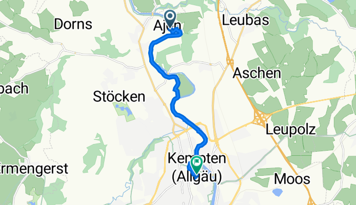 Route nach Kronenstraße 18, Kempten (Allgäu)