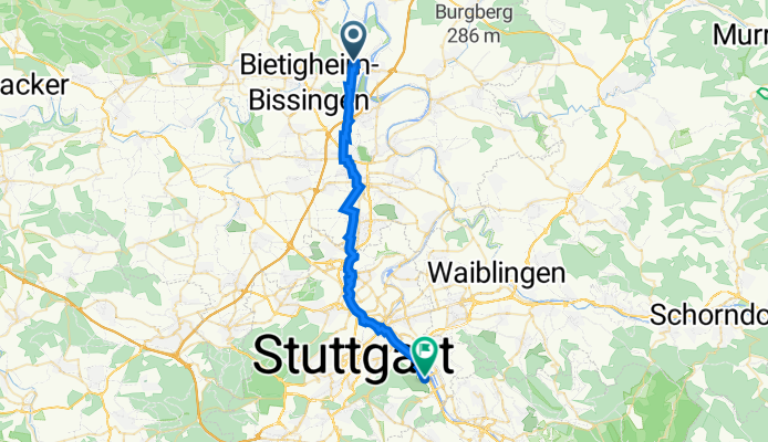 Murrstraße 7, Ingersheim nach Hedelfinger Straße 52/1, Stuttgart