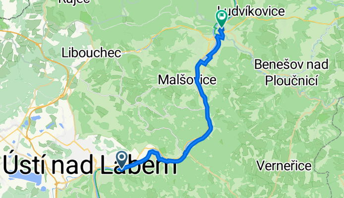 Olšinky 574, Ústí nad Labem to Komenského náměstí 520/2, Děčín