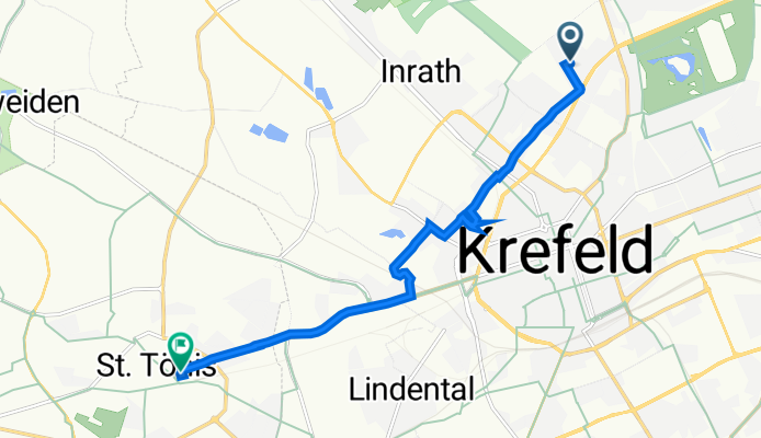 Kliedbruchstraße 47, Krefeld nach Krefelder Straße 19, Tönisvorst