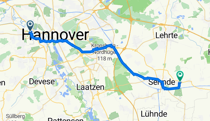 Große Straße 13, Hannover nach Gutsstraße 1, Sehnde
