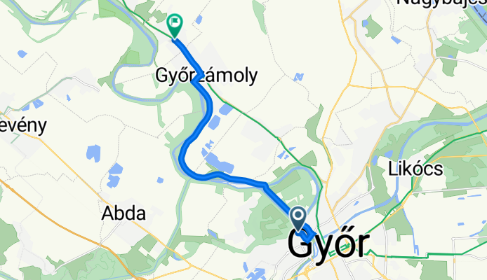 Töltésszer utca 16–20., Győr to Országút utca 40., Győrladamér