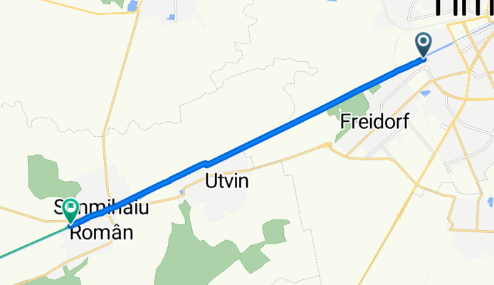 Bulevardul Dâmbovița, 106, Timișoara to DJ591, Sânmihaiu Român