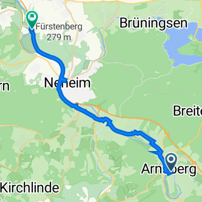 Schloßstraße 30, Arnsberg nach Haus Füchten 7, Ense