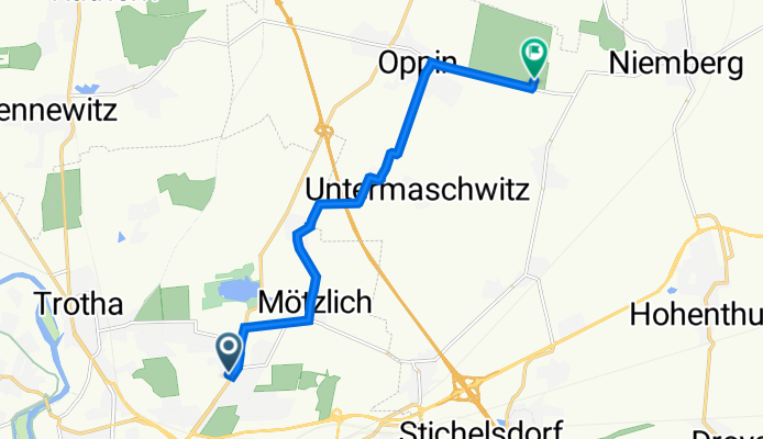 Klopstockstraße 4, Halle (Saale) nach Flugplatz 3–7, Landsberg