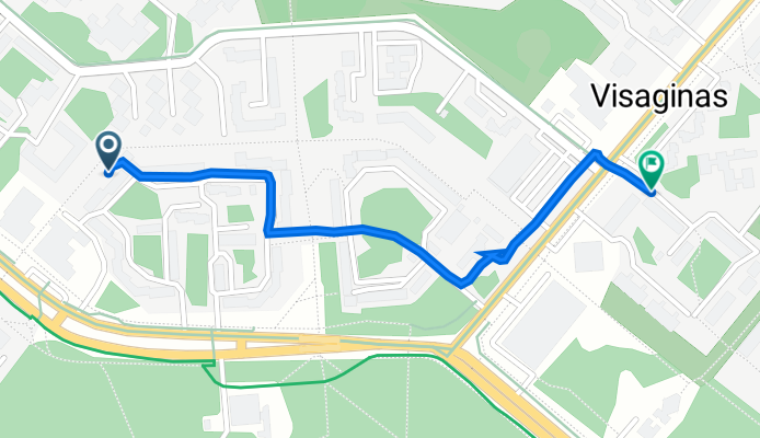 От Sedulinos alėja 4, Visaginas до Veteranų gatvė 8, Visaginas