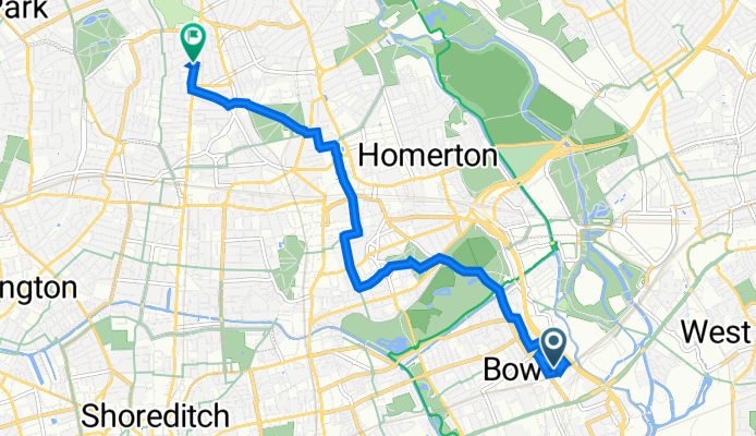 60 Fairfield Road, London to 69 Stoke Newington High St, London