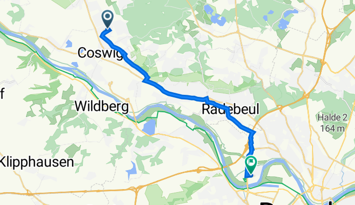Berliner Straße 9G, Coswig nach Klingerstraße 20, Dresden