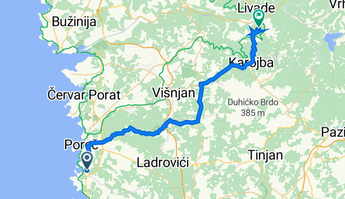 Državna Cesta 75, Poreč nach Ulica Gradiziol 54, Motovun