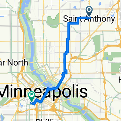 3404 Silver Lake Rd NE, St. Anthony to 1201 S Marquette Ave, Minneapolis