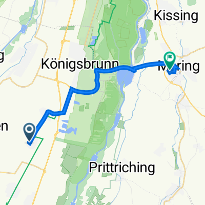 Hauptstraße 26, Kleinaitingen nach Tratteilstraße 40, Mering