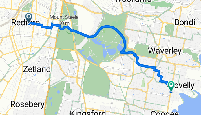 245 Chalmers St, Redfern to 105 Arden St, Coogee