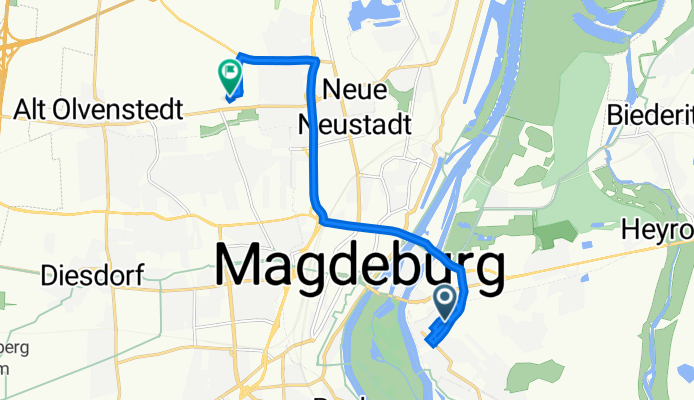 LuxemburgstraĂźe 42, Magdeburg nach Olvenstedter Graseweg 37, Magdeburg