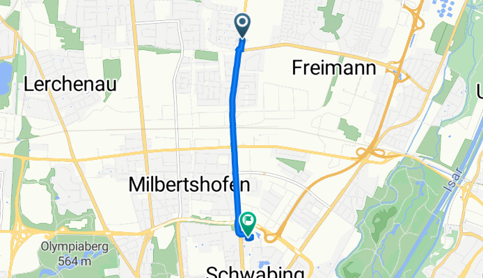 Ingolstädter Straße 164, München nach Leopoldstraße 206, München