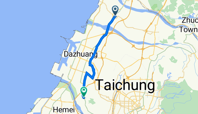 從437台灣台中市大甲區蔣公路113號到台中市大肚區頂街里榮華街萬興宮的路線