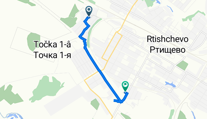 От Цветочная улица 1, Ртищево до Советская улица 70А, Ртищево