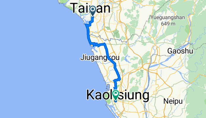 Tainan ~ Kaoshiung, 60km/200m