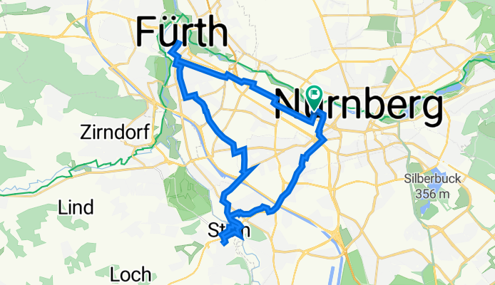 Rundweg Nbg Fürth Stein Willstraße 17, Nürnberg nach Willstraße 17, Nürnberg