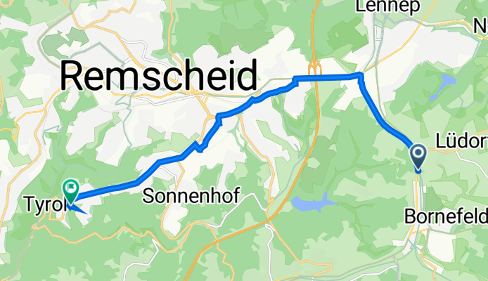 Bergisch Born 31–33, Remscheid nach Albert-Strasmann-Weg 7, Remscheid