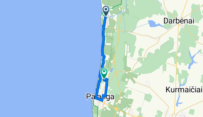 Šventosios g. 2, Palanga to Kontininkų g. 3B K1, Palanga