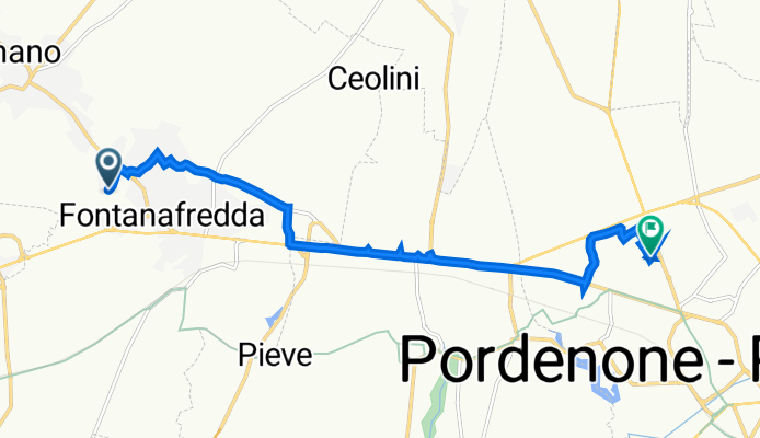 Da Via B. Stringher 37, Fontanafredda a Via Terza Armata 3, Pordenone