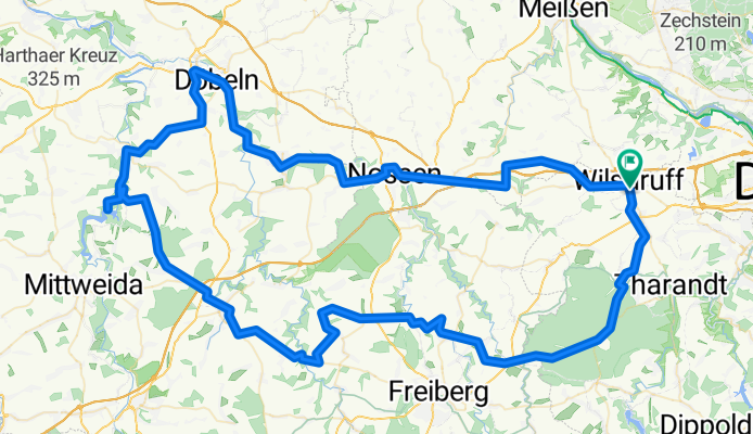 Wilsdruff - Halsbrücke - Hainichen - Kriebstein - Waldheim - Döbeln - Nossen - Wilsdruff 