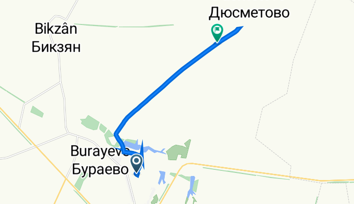 От Улица Строителей 23, Бураево до Неизвестная дорога