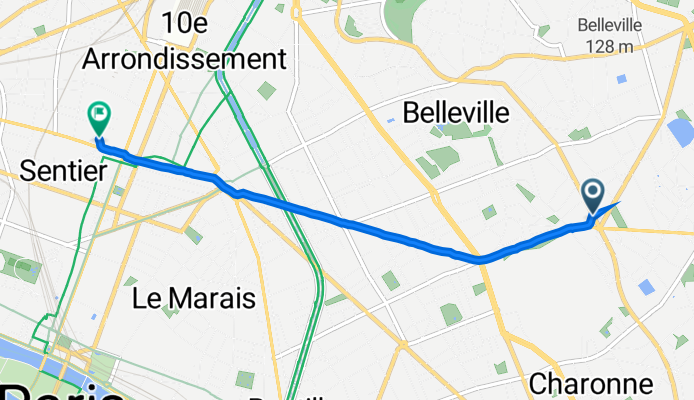 245 bis Rue des Pyrénées, Paris to 8 Boulevard de Bonne Nouvelle, Paris