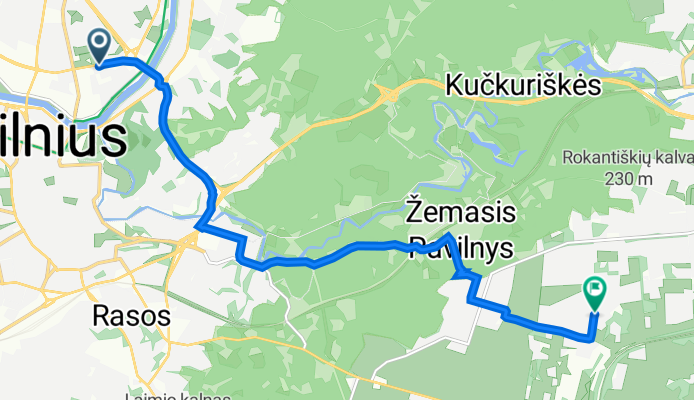 Šeimyniškių g., Vilnius до Bagušių g. 52, Rokantiškės