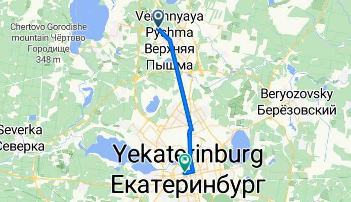 маршрут из улица Машиностроителей 12, Верхняя Пышма