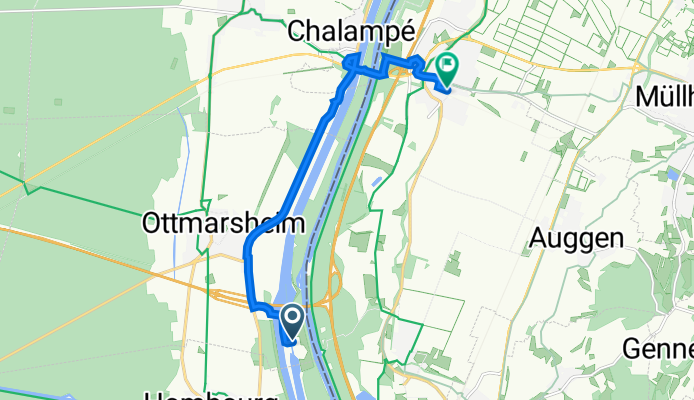 Route Edf, Оттмарсхайм до Schlesienstraße 19, Нойенбург-на-Рейне