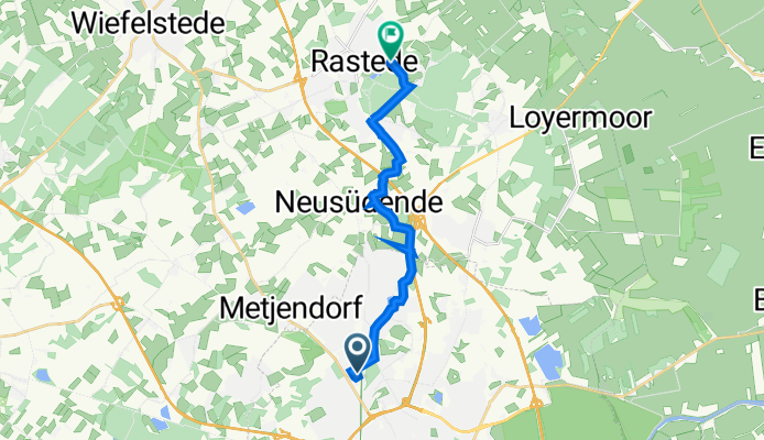 Pillauer Weg 23, Oldenburg nach Mühlenstraße 80, Rastede