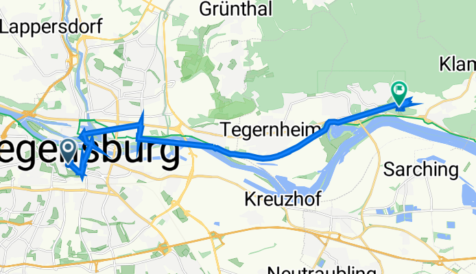 Obere Bachgasse 20, Regensburg to Walhallastraße 48, Donaustauf