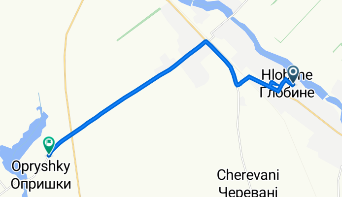 От провулок Набережний, Глобине до О1703042, Опришки