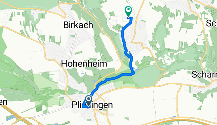 Turnierstraße 2, Stuttgart nach Schönbergstraße 21, Ostfildern