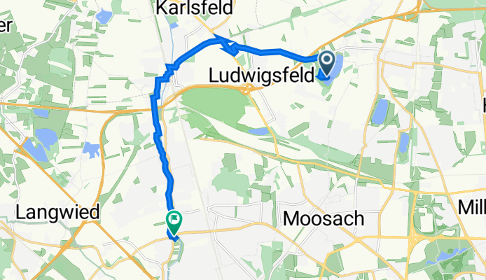 Feldmoching-Hasenbergl, Munich to Von-Kahr-Straße 87, Munich