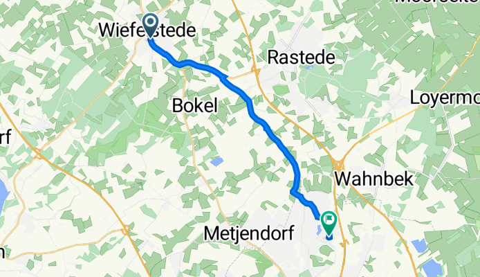 Hauptstraße 40, Wiefelstede nach Hopfenweg 17, Oldenburg