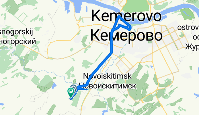 От Ахтырская улица 27, Кемерово до Ахтырская улица 4, Ягуновский