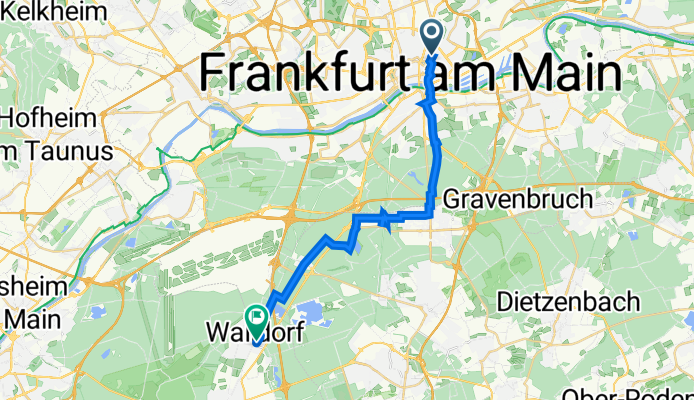 Hegelstraße 25, Frankfurt am Main nach Goethestraße 17, Mörfelden-Walldorf