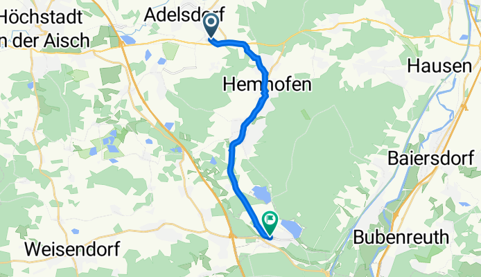 Adelsdorf nach Naturbadstraße 2, Erlangen