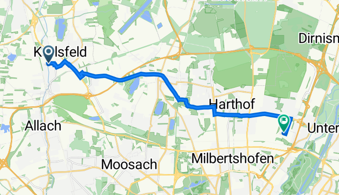 Nikolaus-Lenau-Straße 3, Karlsfeld nach Alois-Wolfmüller-Straße 1, München