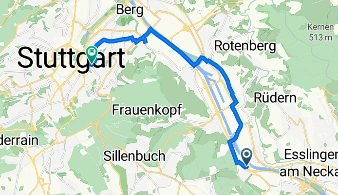 Heinrich-Gyr-Straße 31, Esslingen am Neckar nach Diemershaldenstraße 9, Stuttgart