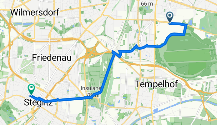 Columbiadamm 26, Berlin nach Muthesiusstraße 28, Berlin