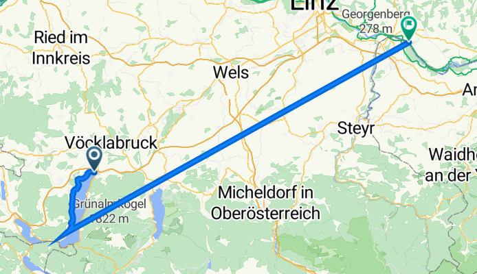 Attersee Straße 25, Seewalchen am Attersee nach Flößerweg 8, Au an der Donau
