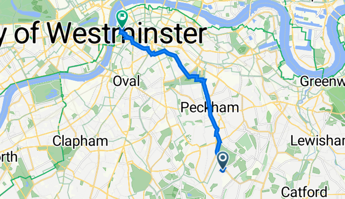 Dunstan's Rd, London to 1 Becket House, Lambeth Palace Road, London